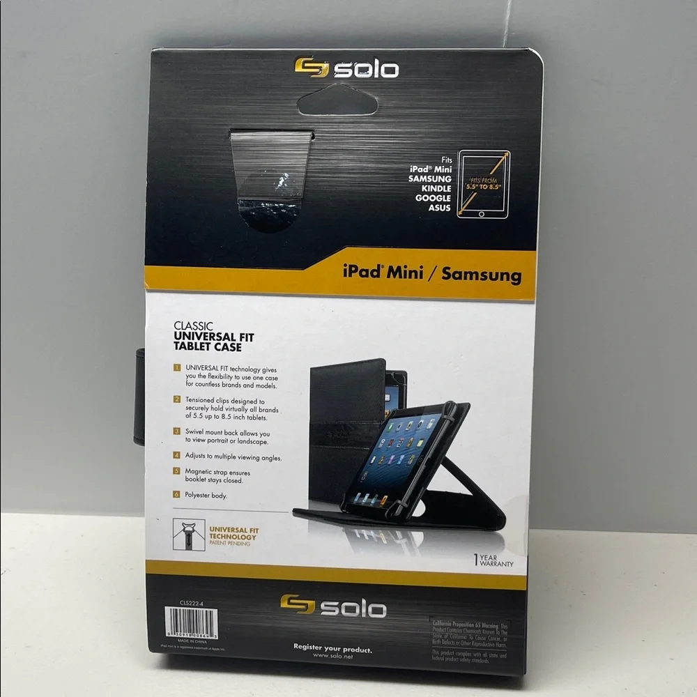 Solo Universal Fit Tablet eReader Case For 5.5” to 8.5” Tablet